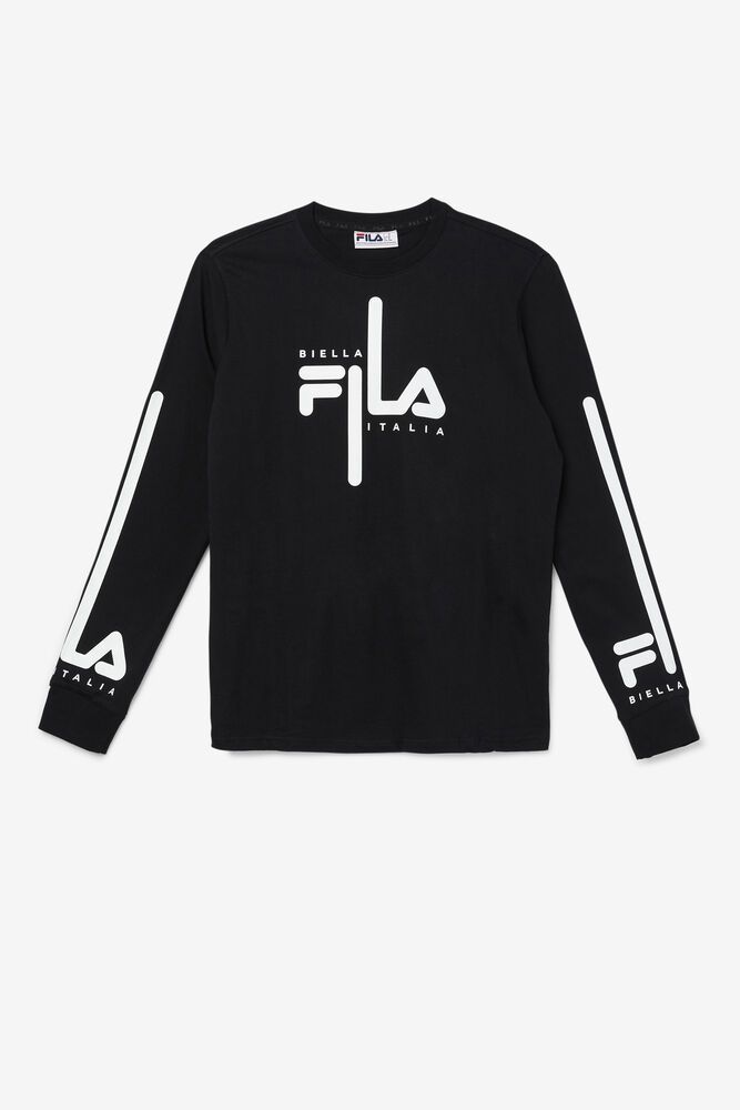 Fila T-Shirt Mens Black Martino Long Sleeve - Ireland 68517-FHET